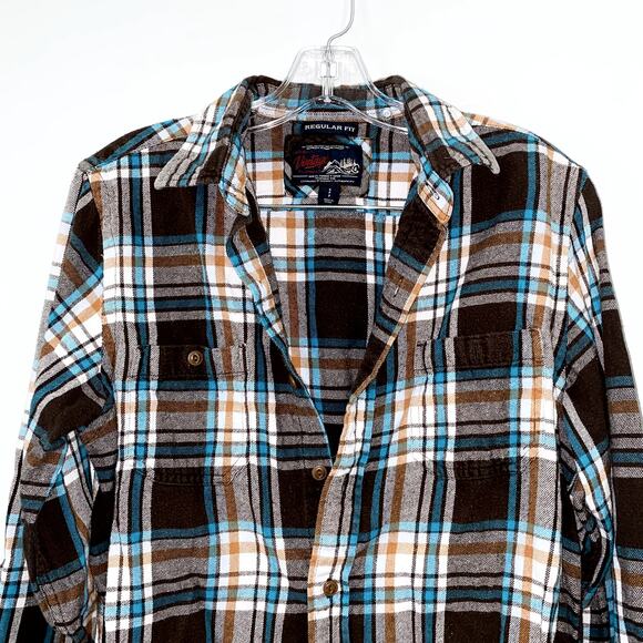 OLD NAVY Vintage Flannels Cotton Long Sleeves in Brown & Blue size S - Picture 3 of 8